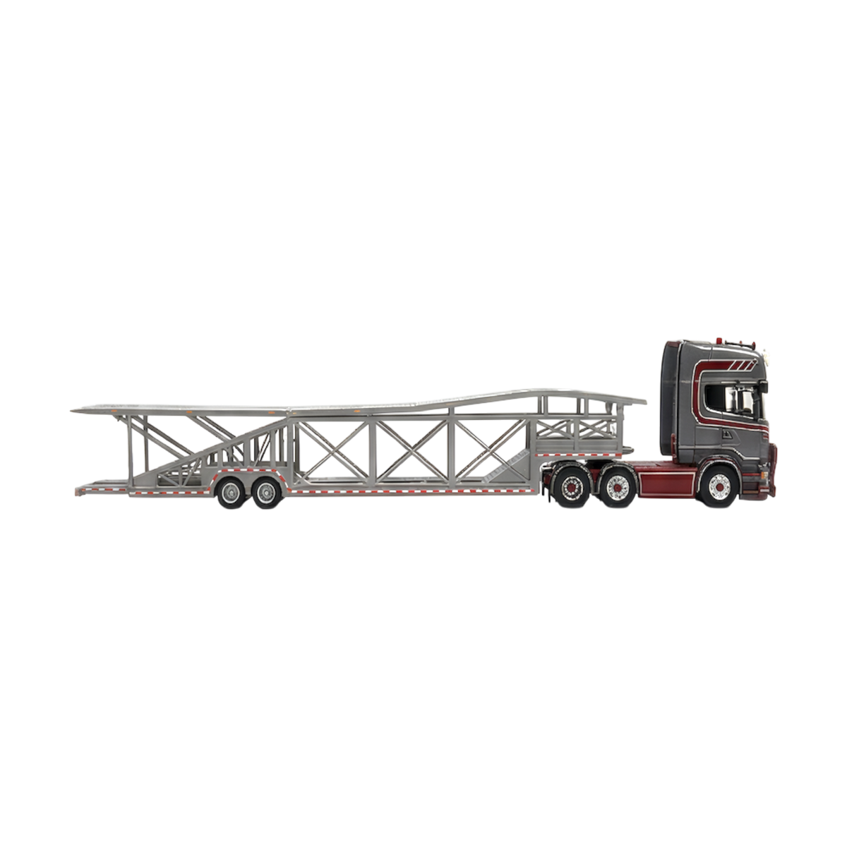 Flame Scania Car Carrier Transport Truck Grey Red 1:64 - Limited to 299 Pcs