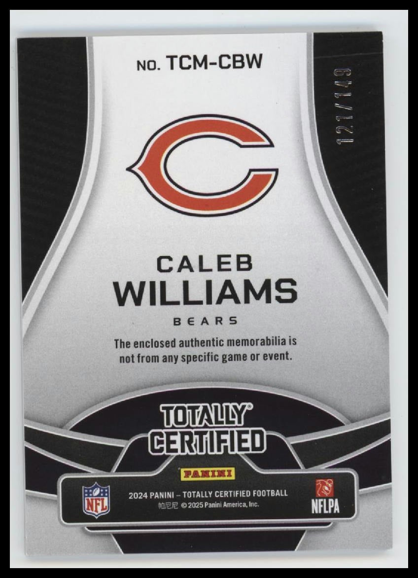 2024 Panini Totally Certified Materials Silver #/149 Caleb Williams #TCM-CBW