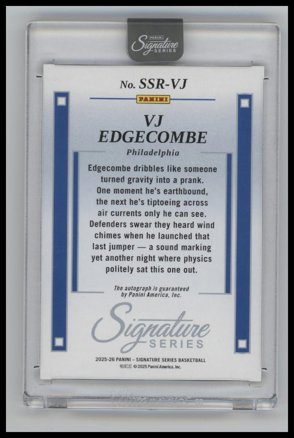 2025-26 Panini Signature Series Retro #/49 VJ Edgecombe #SSR-VJ Encased