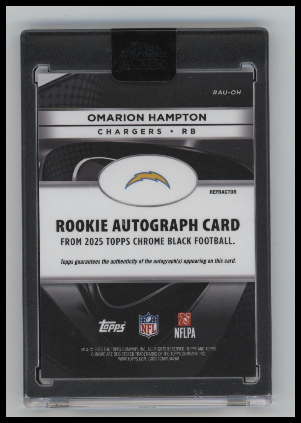 2025 Topps Chrome Black Rookie Auto #/299 Omarion Hampton AU #RAU-OH Encased
