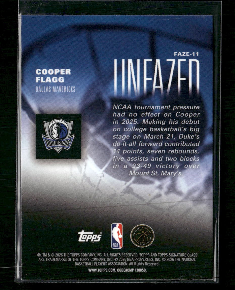 2025-26 Topps Signature Class Unfazed Cooper Flagg #FAZE-11