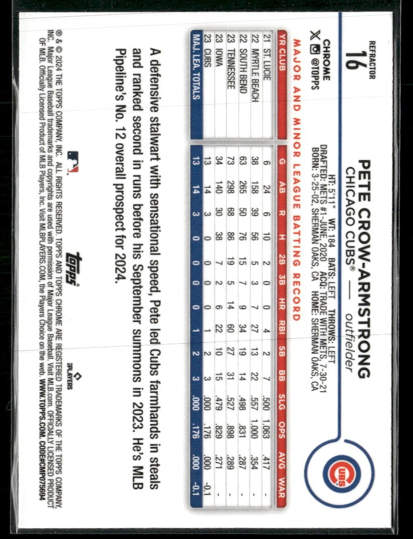 2024 Topps Chrome Logofractor Edition Pete Crow-Armstrong RC #16