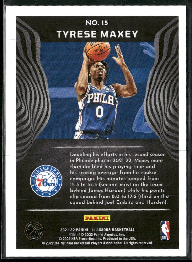 2021-22 Panini Illusions Teal Tyrese Maxey #/75 #15