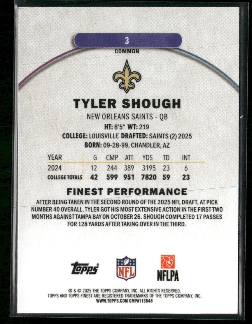 2025 Finest Green Geometric Refractor Tyler Shough RC #/75 #3