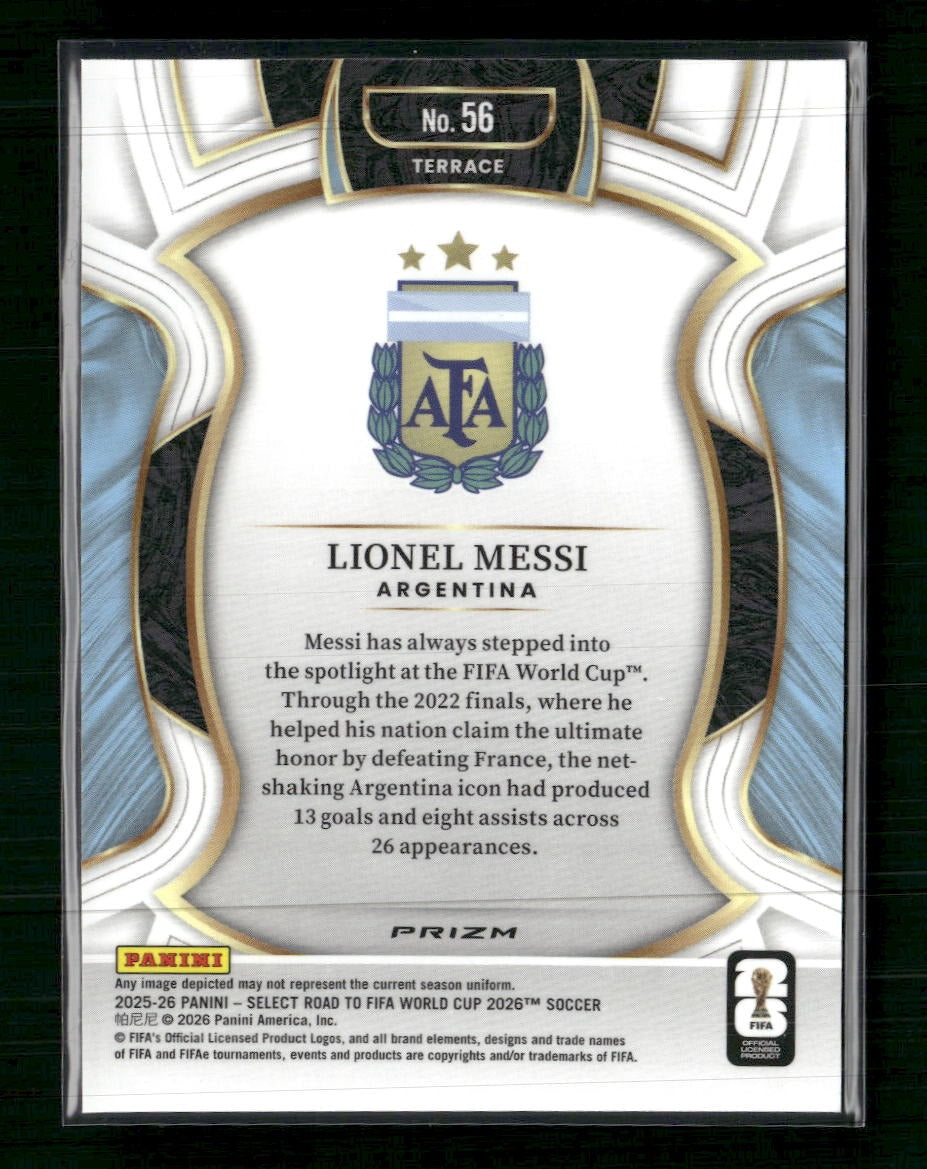 2025-26 Panini Select Road to FIFA World Cup Red Ice Lionel Messi #56