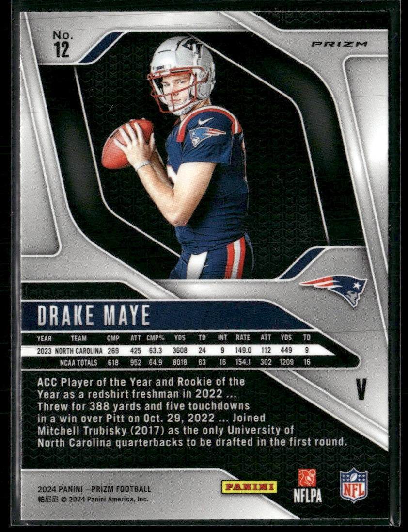 2024 Panini Prizm Rookie Variations Silver Prizm Drake Maye #12
