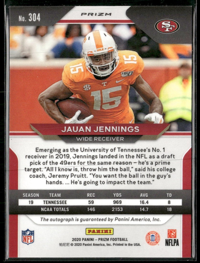 2020 Panini Prizm Prizm Purple Pulsar Jauan Jennings RC #304