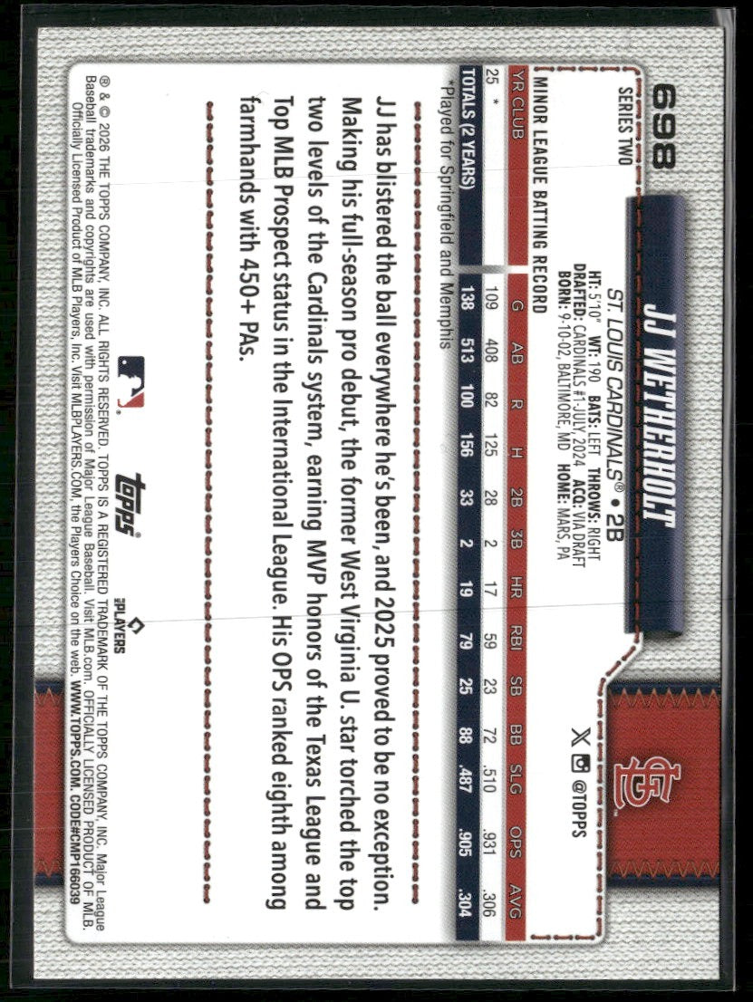 2026 Topps JJ Wetherholt RC #698b
