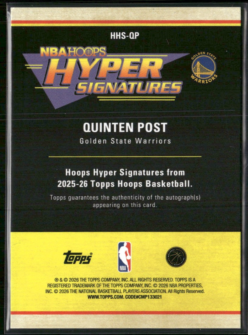 2025-26 T NBA Hoops Hyper Signature Purple Light Burst #/99 Quinten Post #HHS-QP