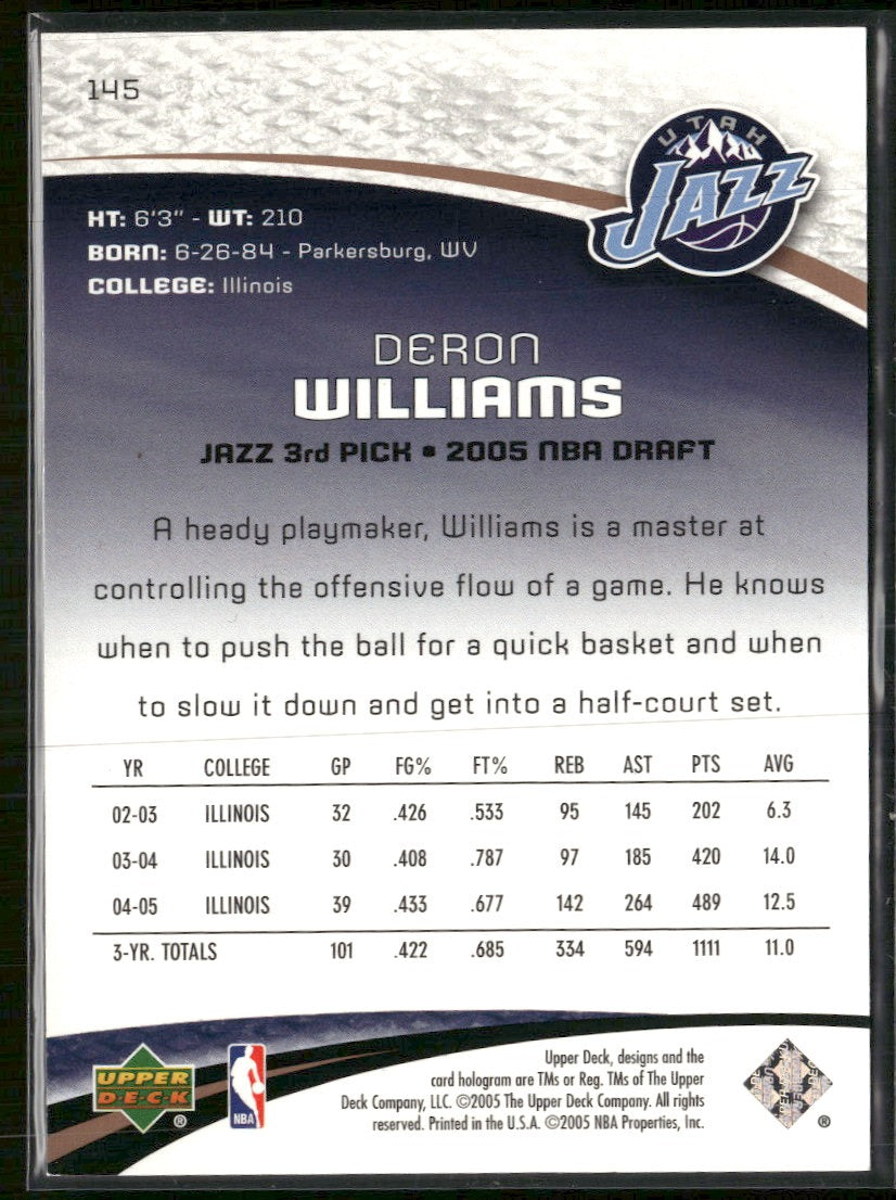 2005-06 SP Game Used Bronze Deron Williams RC #/100 #145
