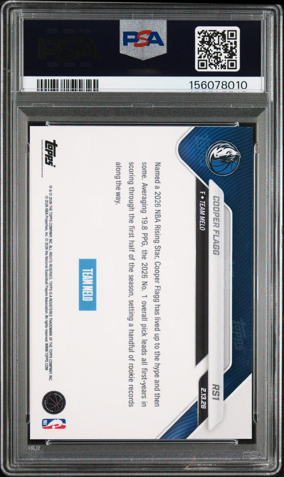 2026 Topps Now Rising Stars Cooper Flagg 10 PSA #1