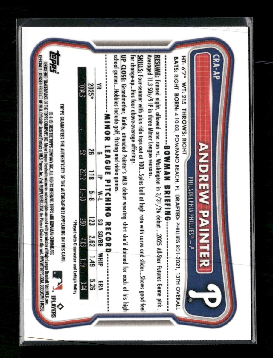 2026 Bowman Rookies Mega Autographs Orange Mojo Andrew Painter #/25 AU #CRA-AP