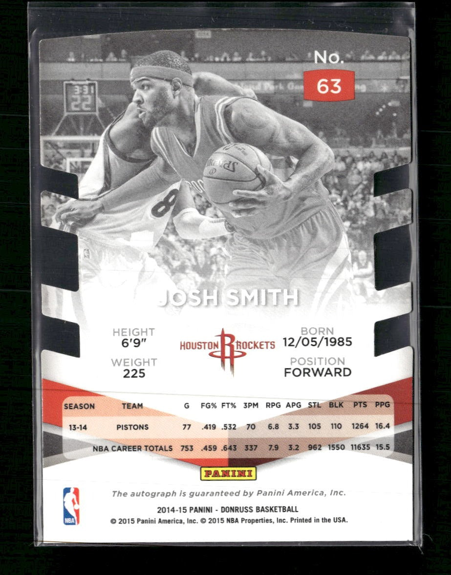 2014-15 Donruss Elite Status Signatures Red Die Cut Josh Smith #/99 AU #63