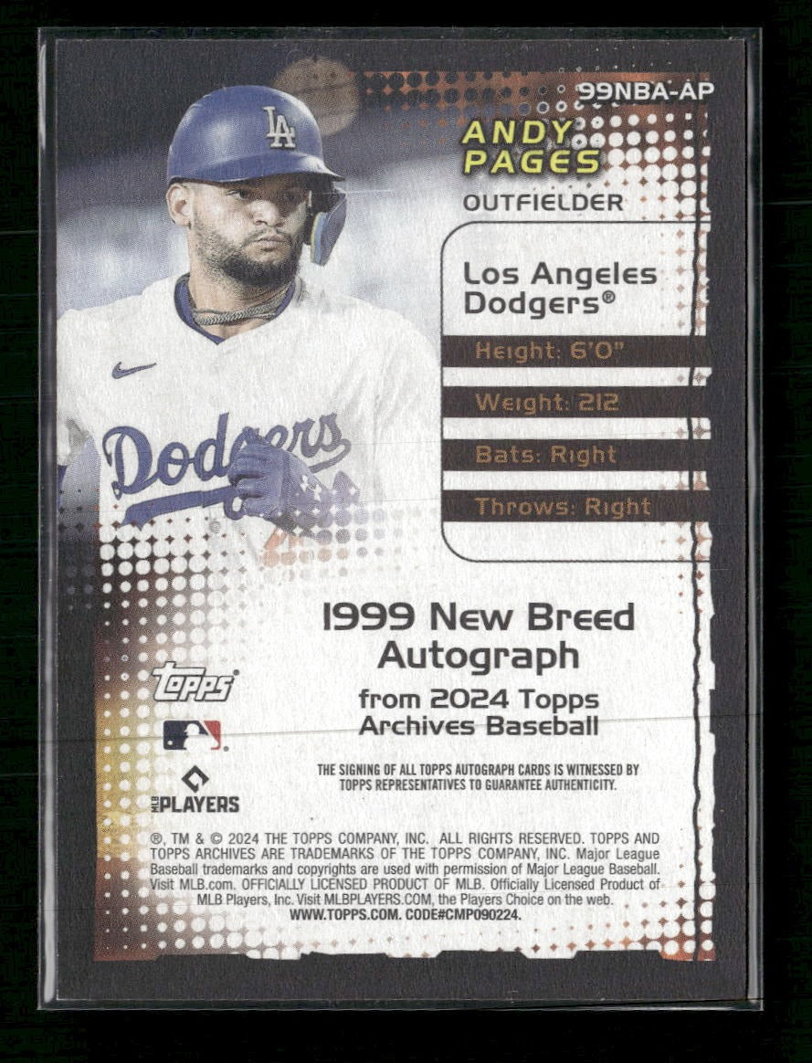 2024 Topps Archives 1999 Topps New Breed Autographs Andy Pages AU #99NBA-AP