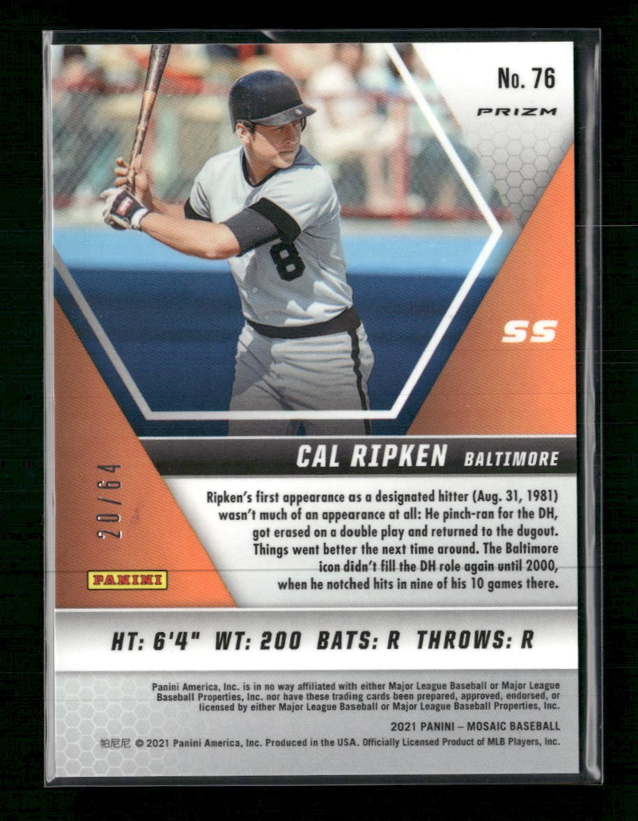 2021 Panini Mosaic Choice Fusion Red & Yellow Cal Ripken #/64 #76