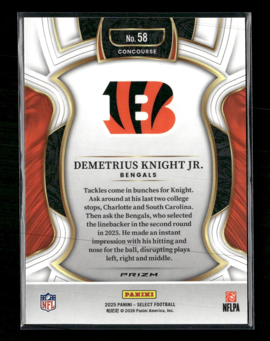 2025 Panini Select Zebra Prizm Demetrius Knight Jr. RC #58