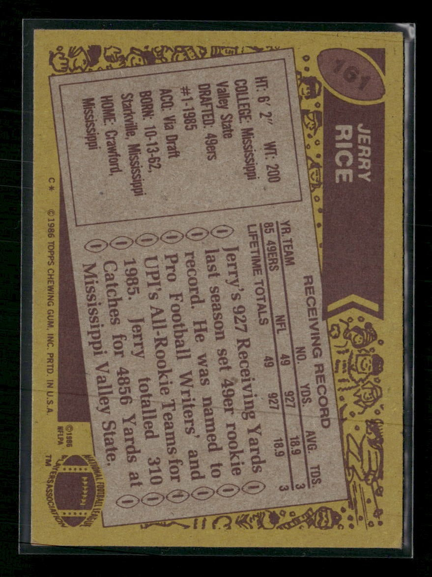 1986 Topps Jerry Rice RC #161