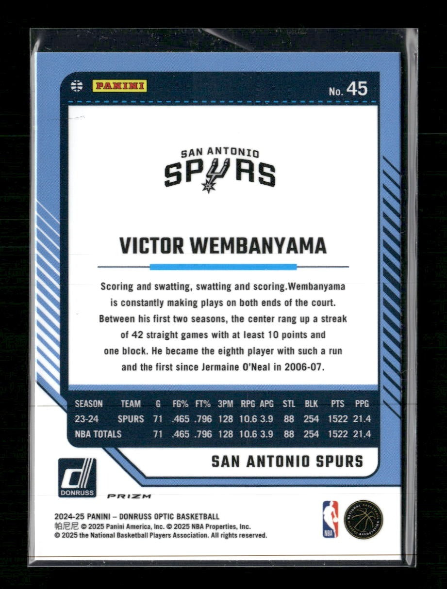 2024-25 Donruss Optic Blue Velocity Victor Wembanyama #45
