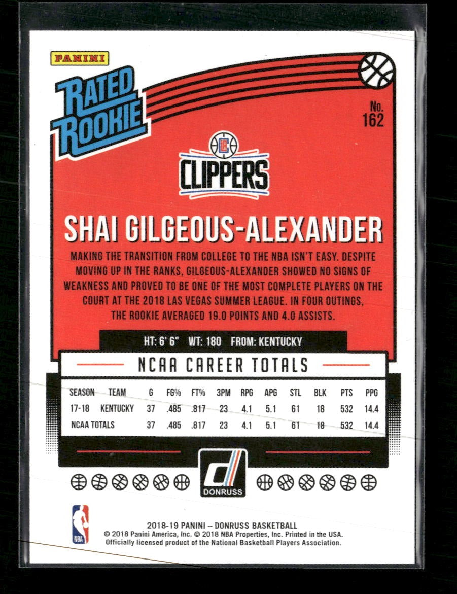 2018-19 Donruss Shai Gilgeous-Alexander RC #162