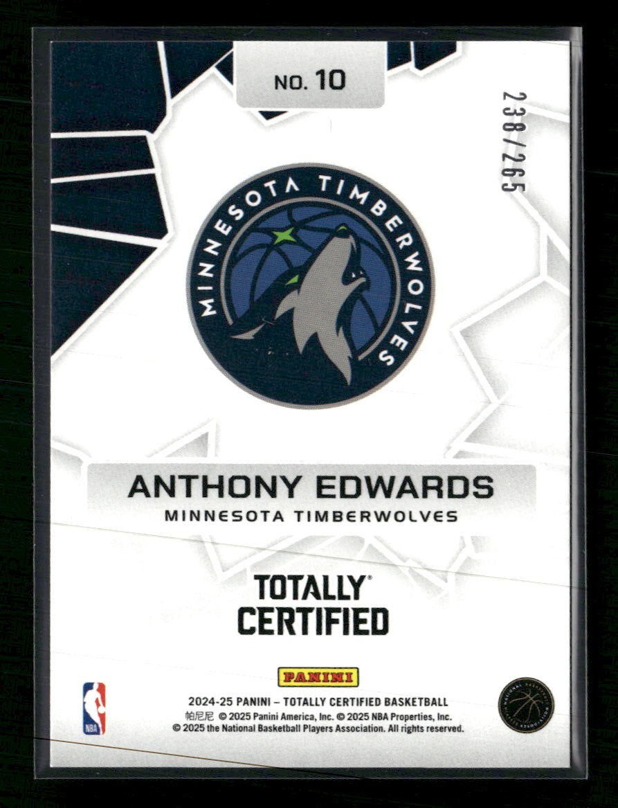 24-25 Panini Totally Certified Rock the Rim Mirror Blue Anthony Edwards /265 #10