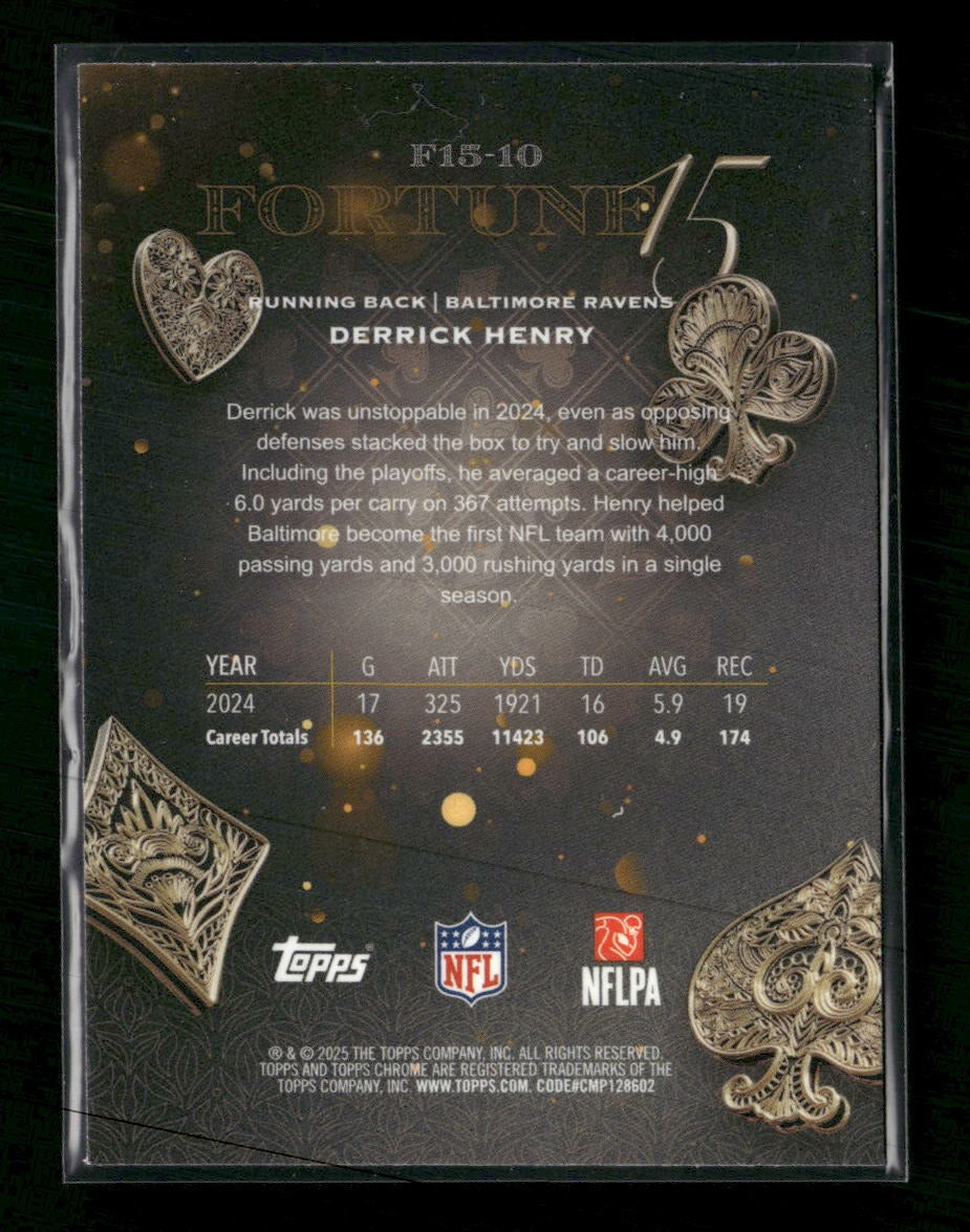 2025 Topps Chrome Fortune 15 Blue Refractor Derrick Henry #/150 #F15-10