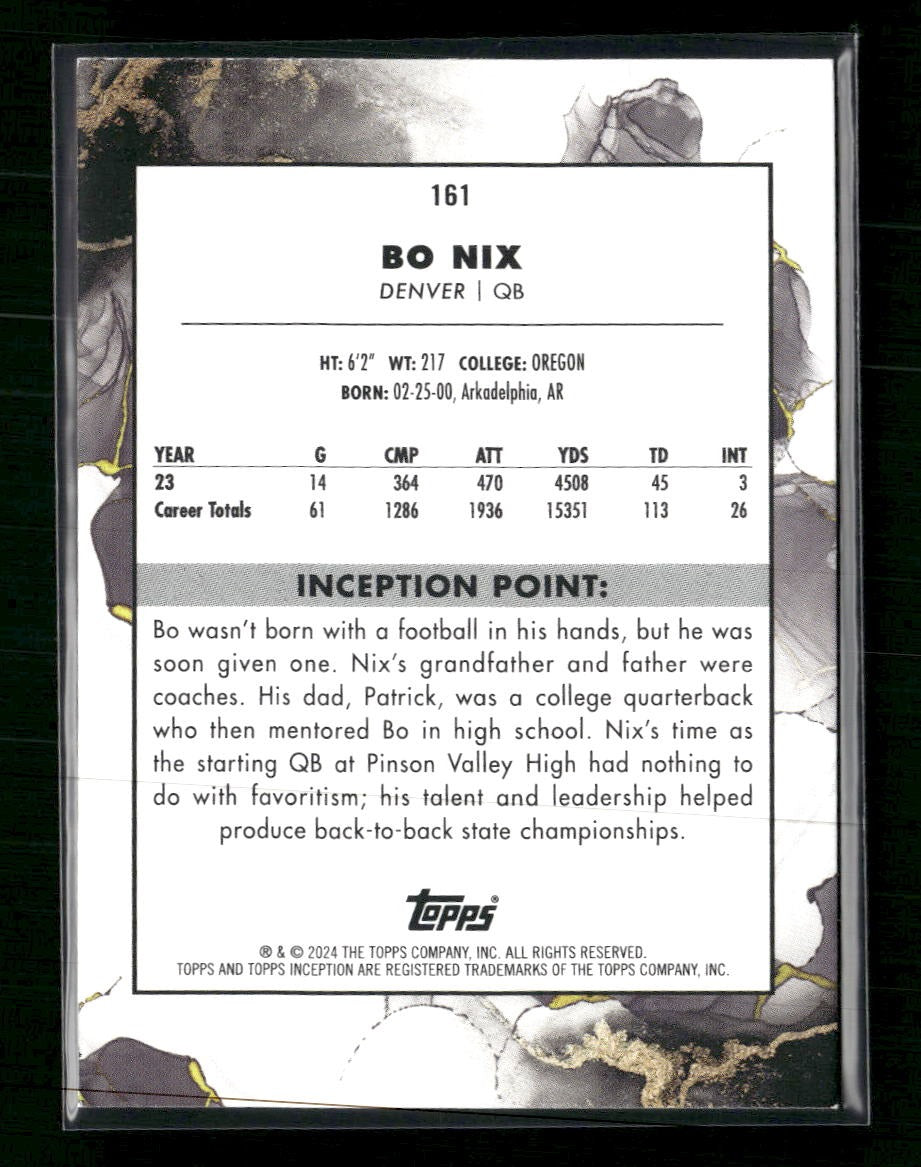2024 Topps Inception Magenta Bo Nix RC #/99 #161