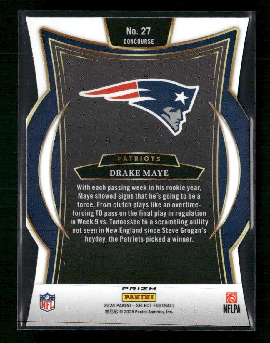 2024 Panini Select Silver Prizm Die Cut Drake Maye RC #27