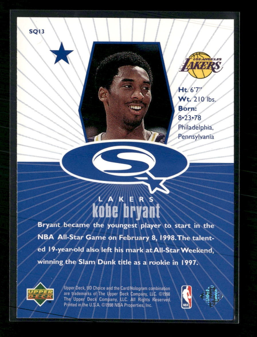 1998-99 UD Choice StarQuest Blue Kobe Bryant #SQ13