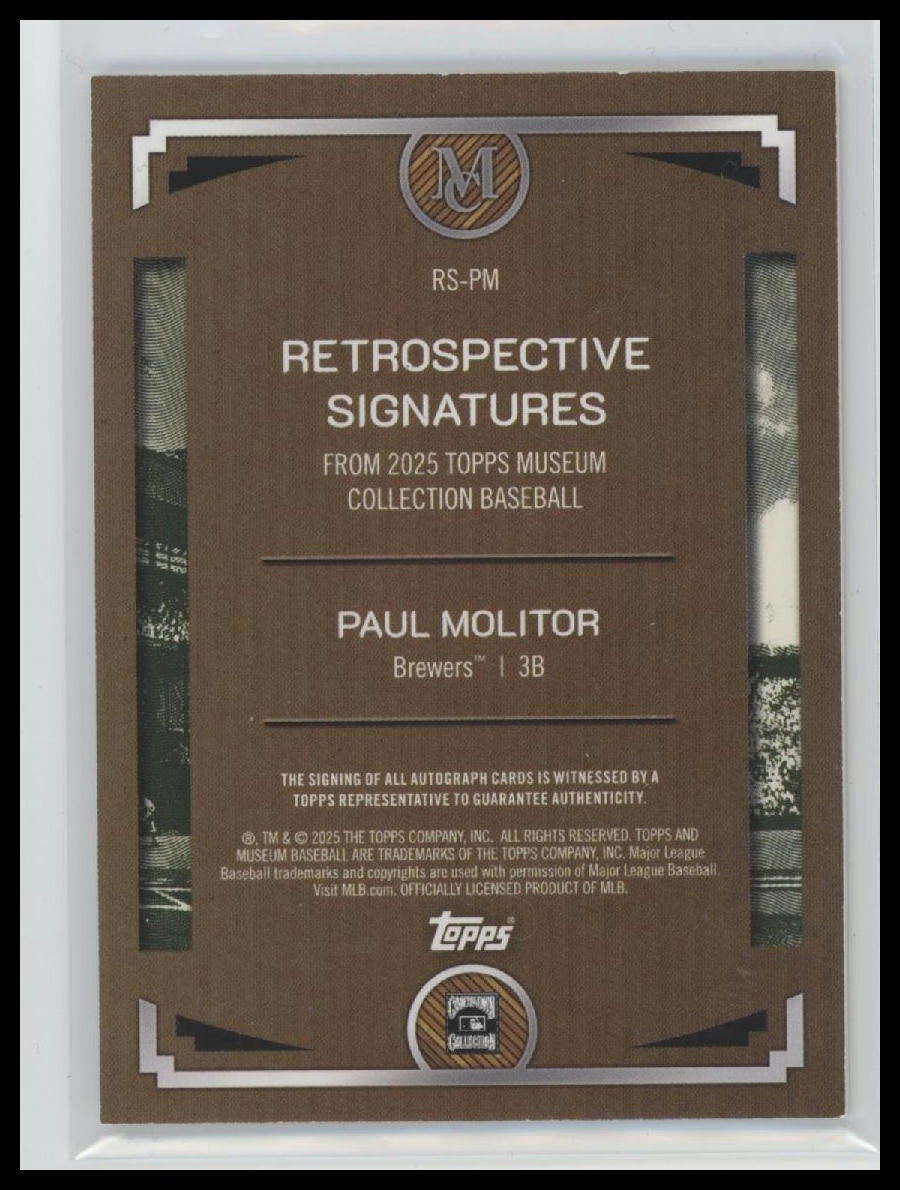 2025 Topps Museum Collection Retrospective Signatures Paul Molitor /149 #RS-PM