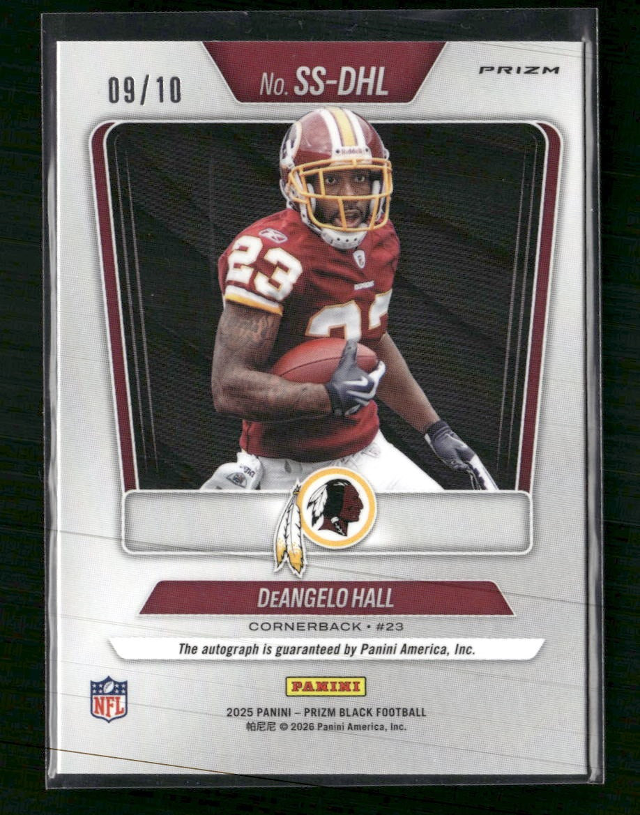 2025 Panini Prizm Black Signature Series Gold Shimmer #/10 DeAngelo Hall #SS-DHL