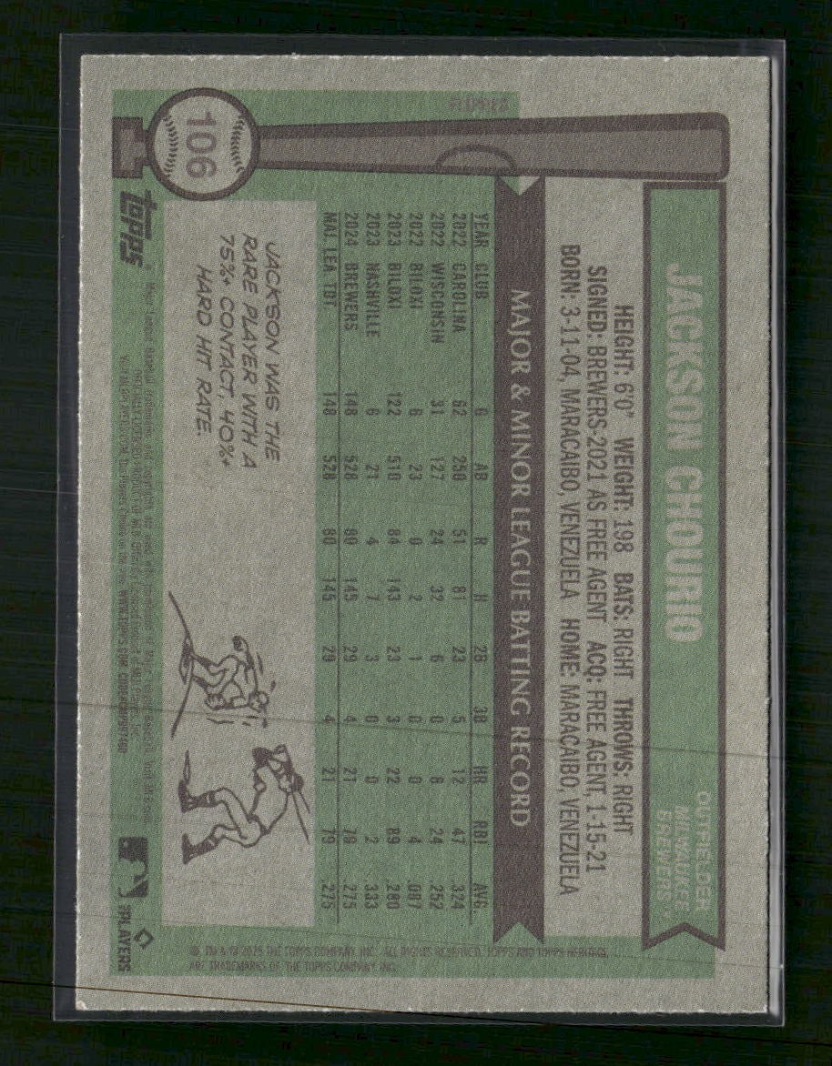2025 Topps Heritage Jackson Chourio #106c