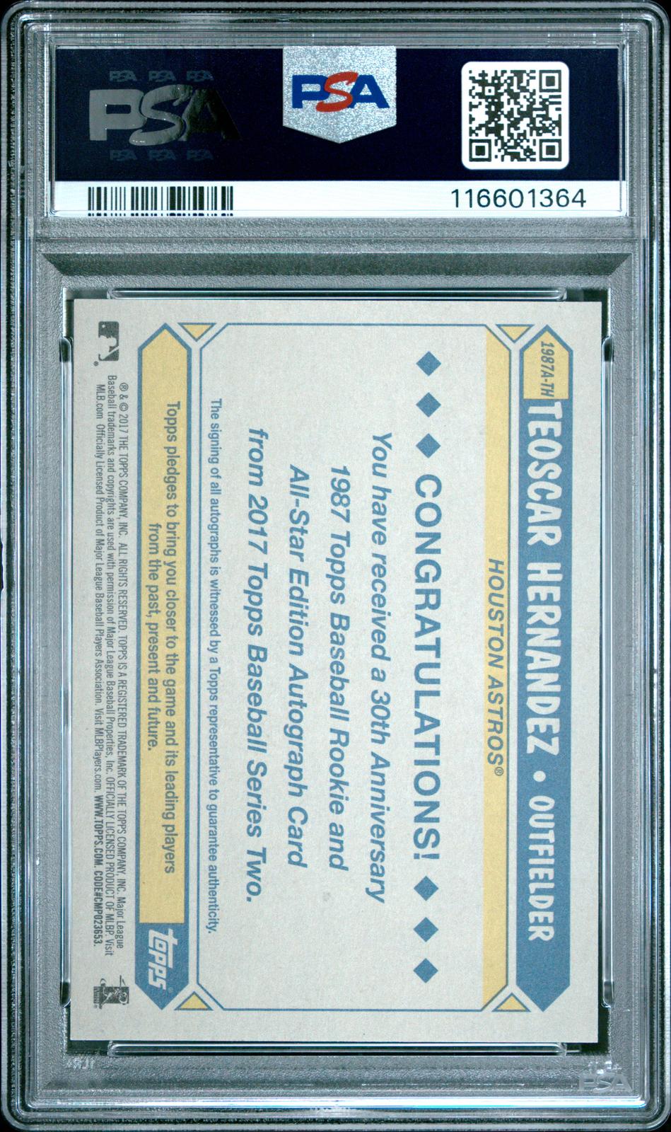 2017 Topps 1987 Autographs Teoscar Hernandez 10 PSA #TH