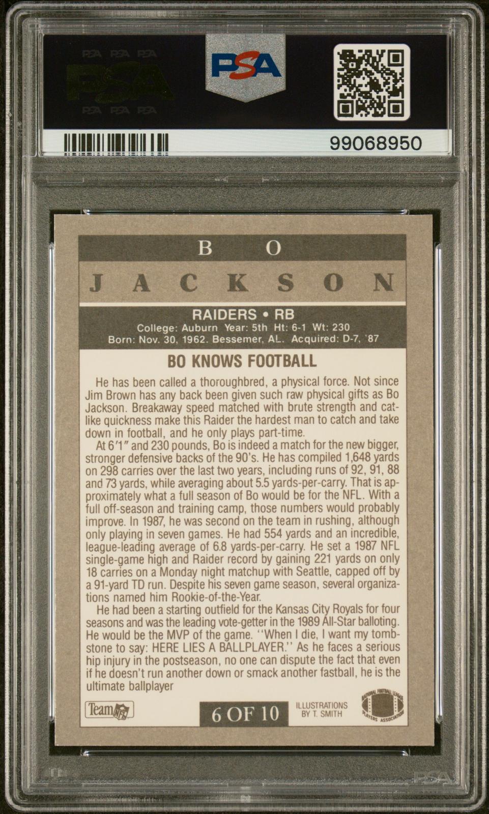1991 Fleer Pro-Visions Bo Jackson 7 PSA #6
