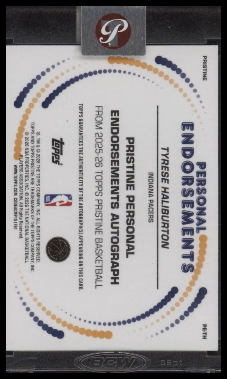 2026 Topps Pristine Personal Endorsement On Card AUTO /35 Tyrese Haliburton