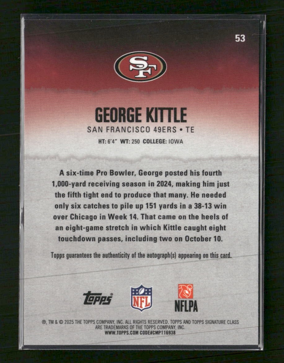 2025 Topps Signature Class Orange George Kittle #/50 #53