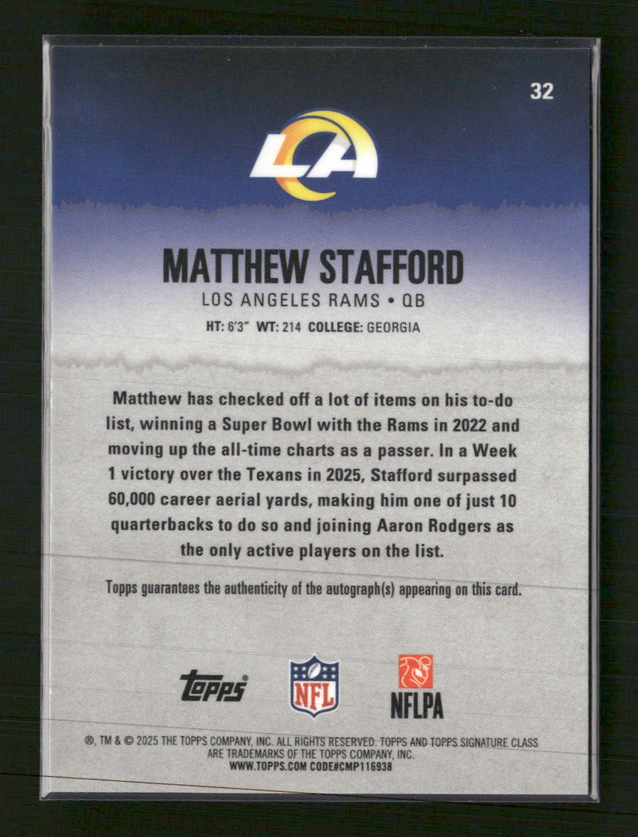 2023 Panini Luminance Orange Matthew Stafford #/50 #32