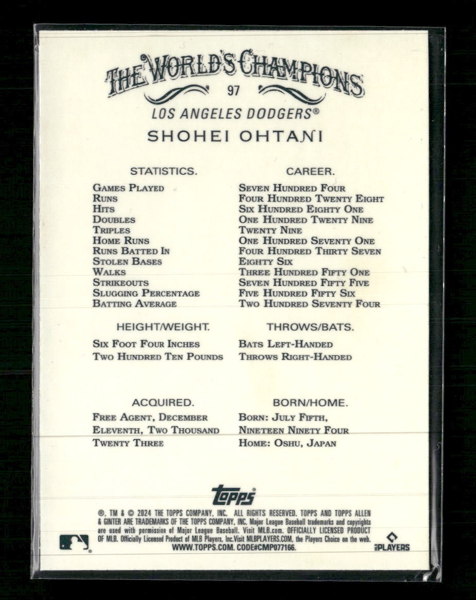 2024 Topps Allen & Ginter Chrome X-Fractors Shohei Ohtani #97