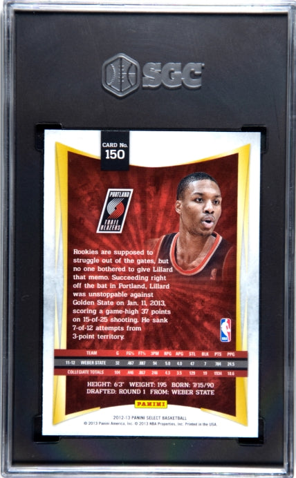 2012-13 Panini Select Damian Lillard 9 SGC #150