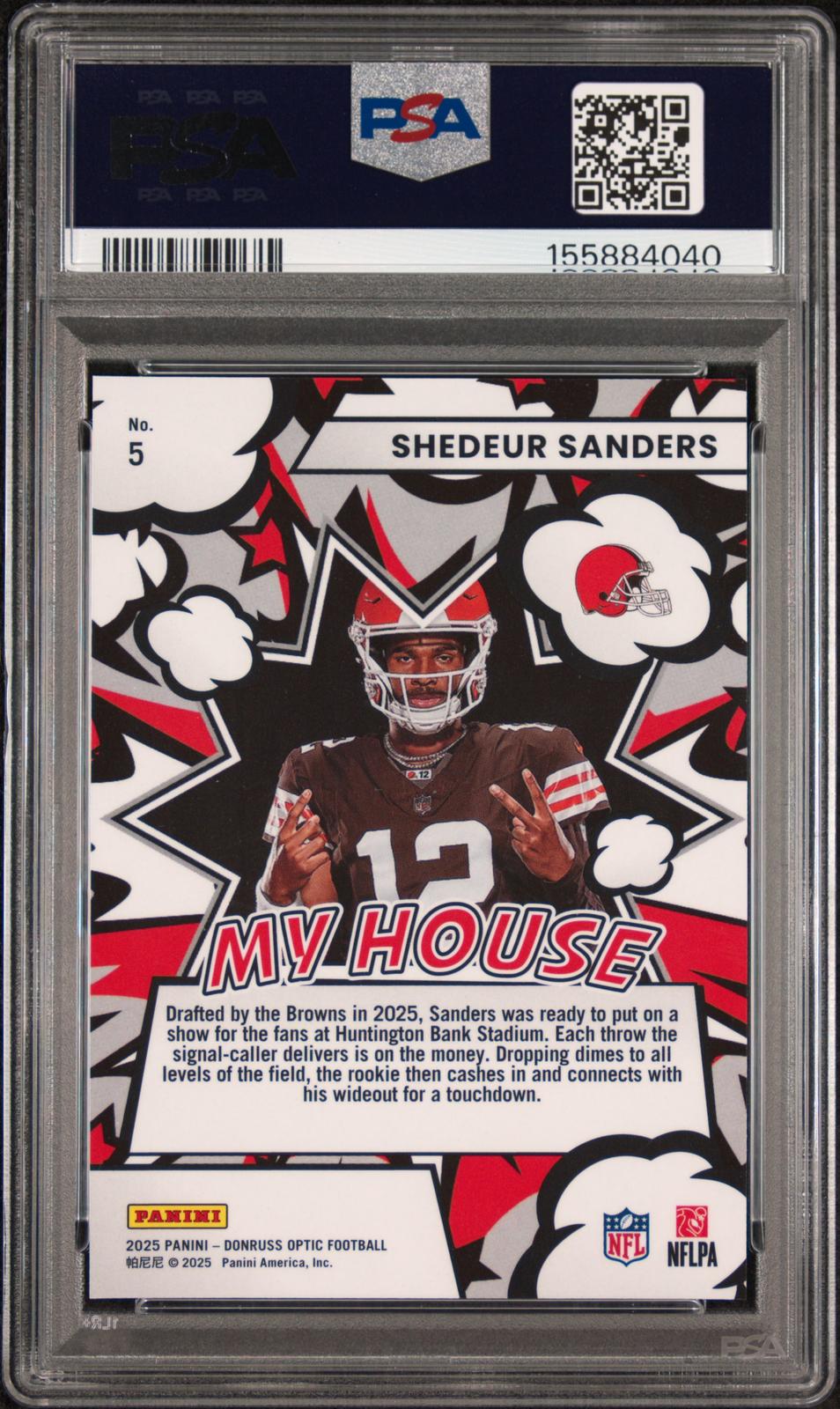 2025 Panini Donruss Optic My House Shedeur Sanders 9 PSA #5
