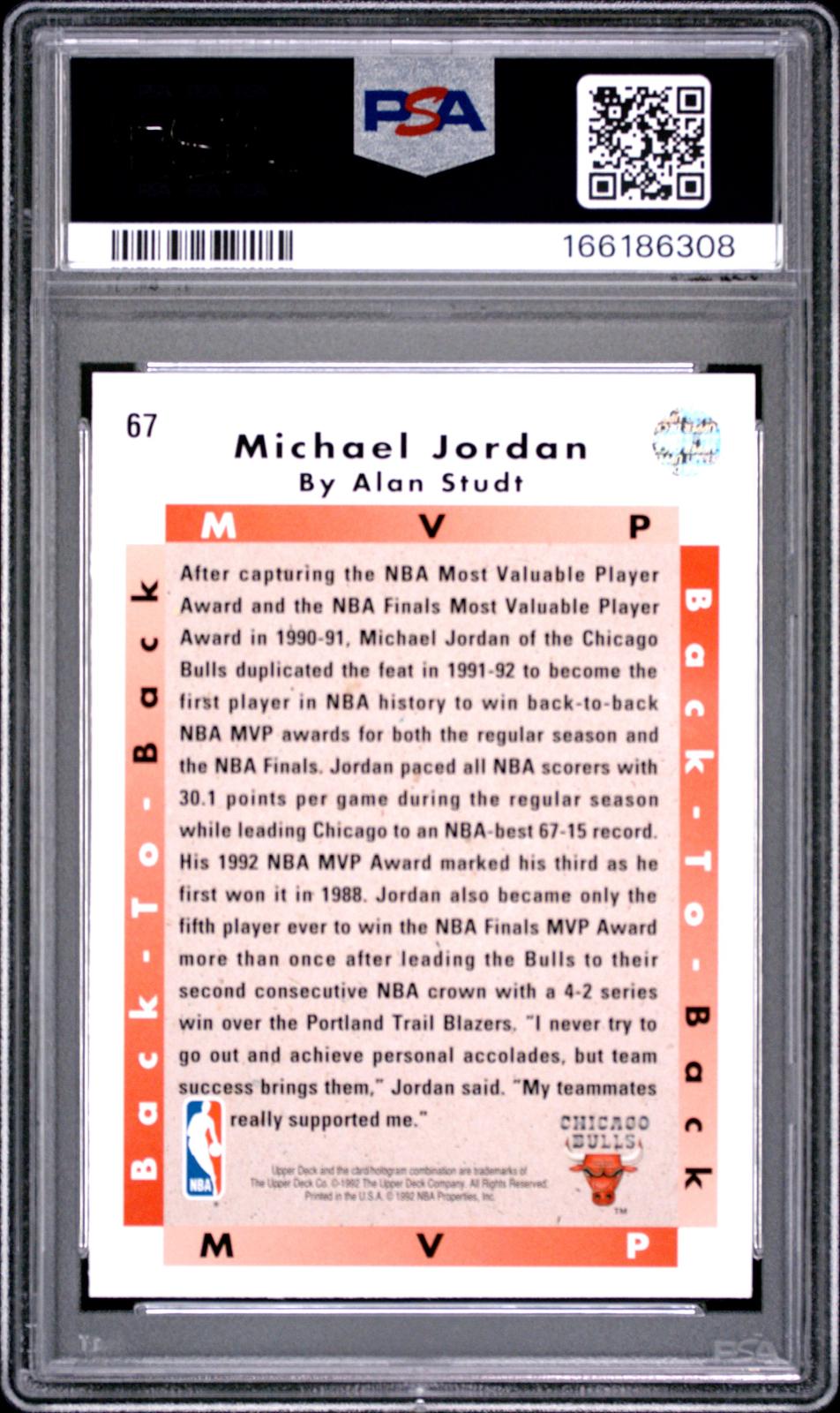 1992 Upper Deck Mvp Michael Jordan 8 PSA #67