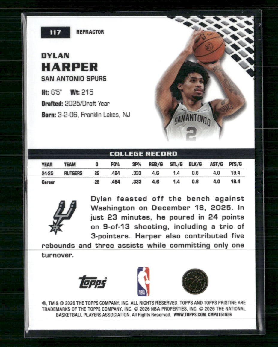 2025-26 Topps Pristine Refractor Dylan Harper RC #117