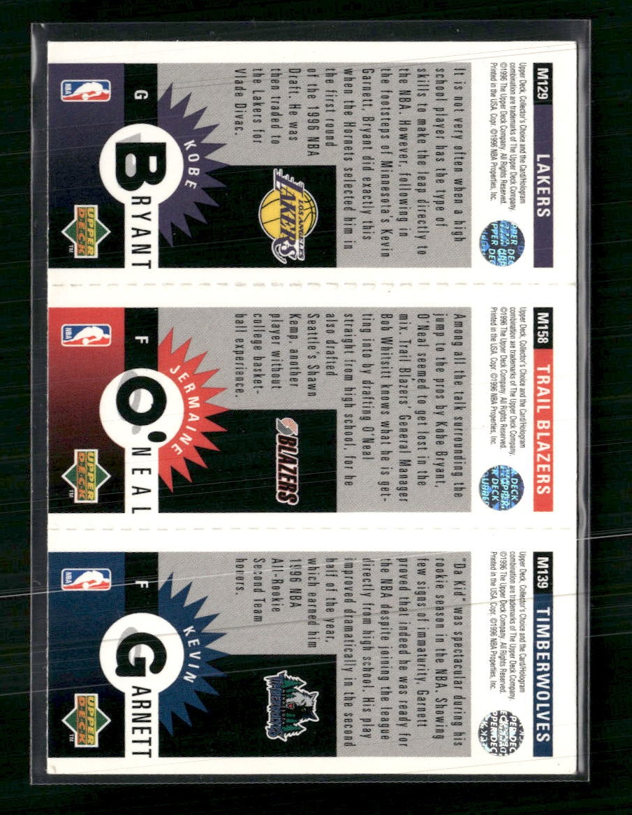 1996-97 Collector's Choice Mini K. Garnett/J. O'Neal/K. Bryant #M139/M158/M129