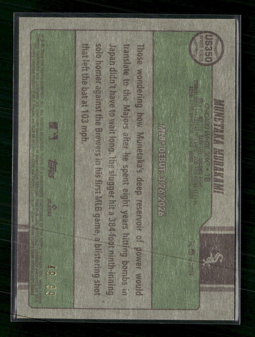2026 Topps Update Vintage Stock #/99 Munetaka Murakami #US350