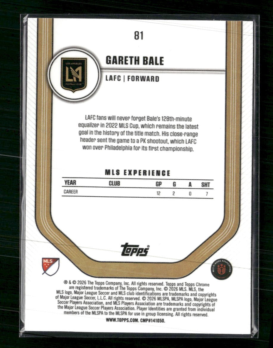 2026 Topps Chrome MLS Blue Mini-Diamond Refractor Gareth Bale #/150 #81