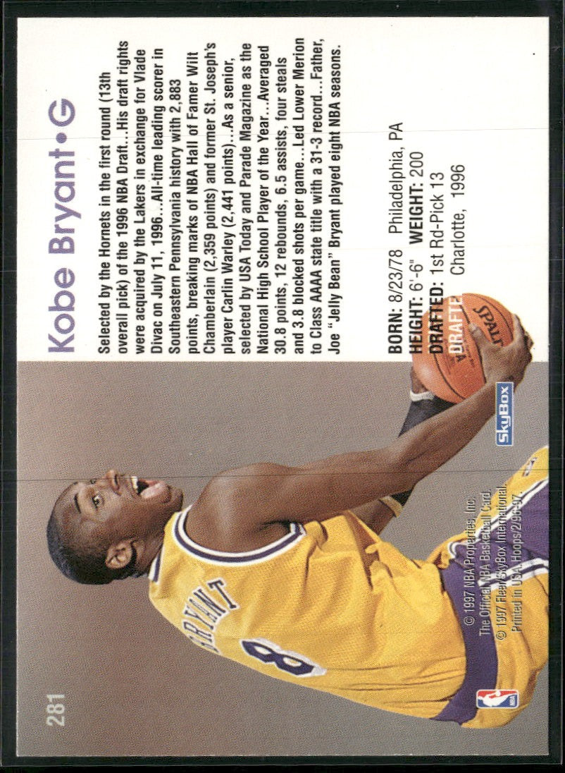 1996-97 Hoops Kobe Bryant RC #281