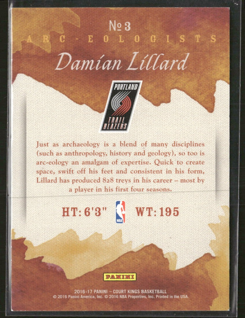 2016-17 Panini Court Kings Arc-eologists Damian Lillard #3