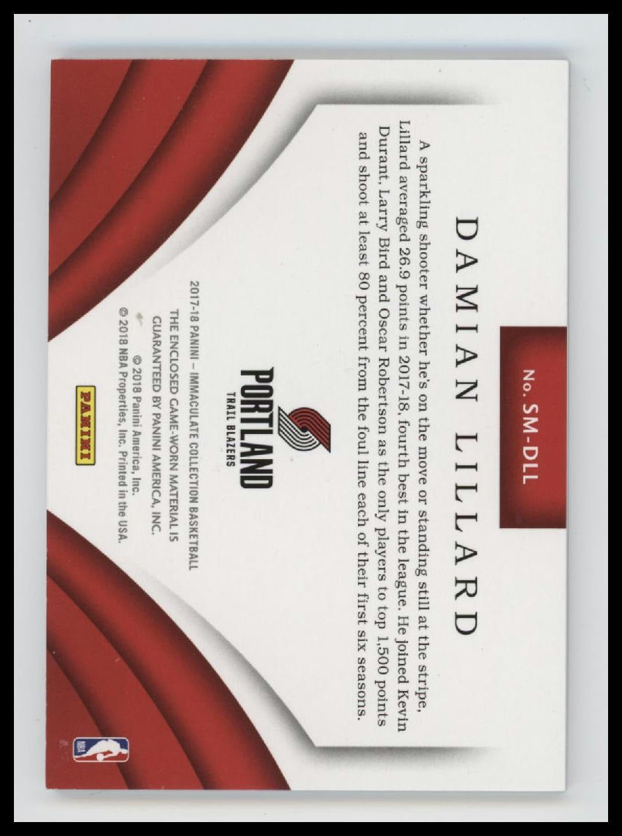 2017-18 Panini Immaculate Standout Memorabilia Red Damian Lillard #/25 #SM-DLL