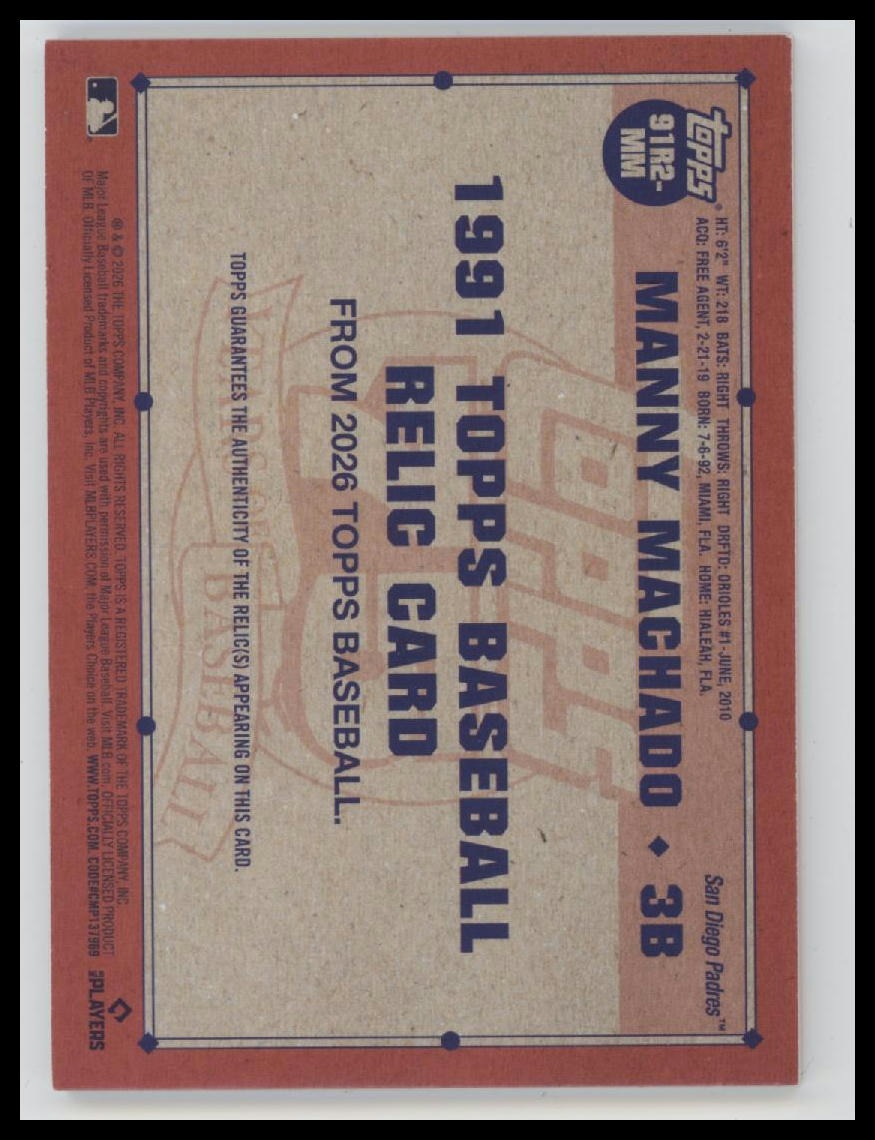 2026 Topps Baseball All-Stars Auto Orange Manny Machado #/25 #91AS-MMA