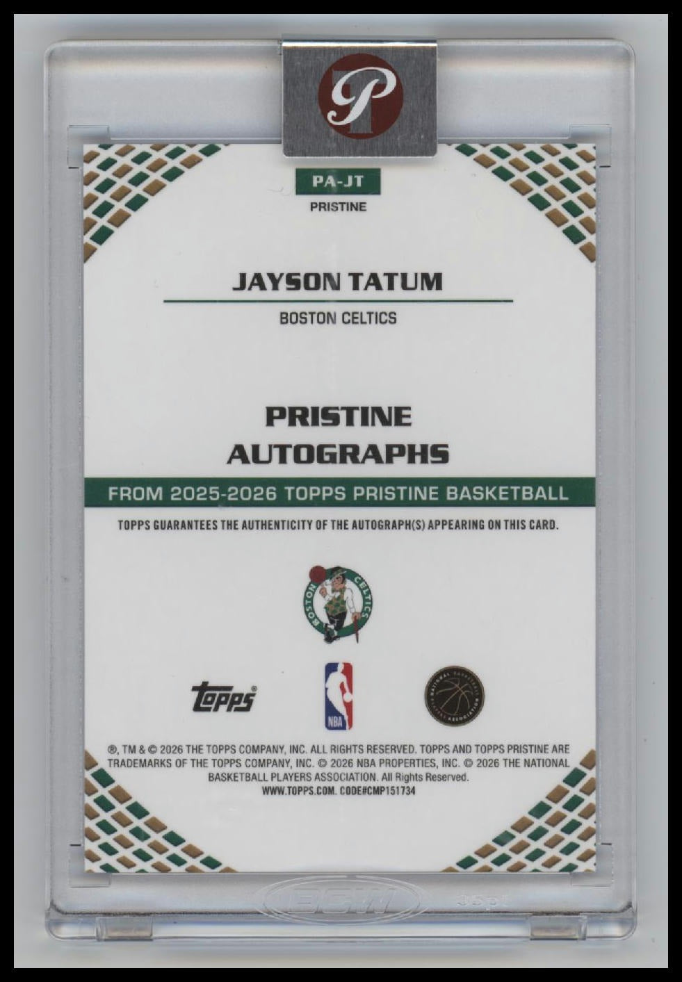 2026-27 Topps Platinum Basketball Jayson Tatum Pristine Autographs Blue /75