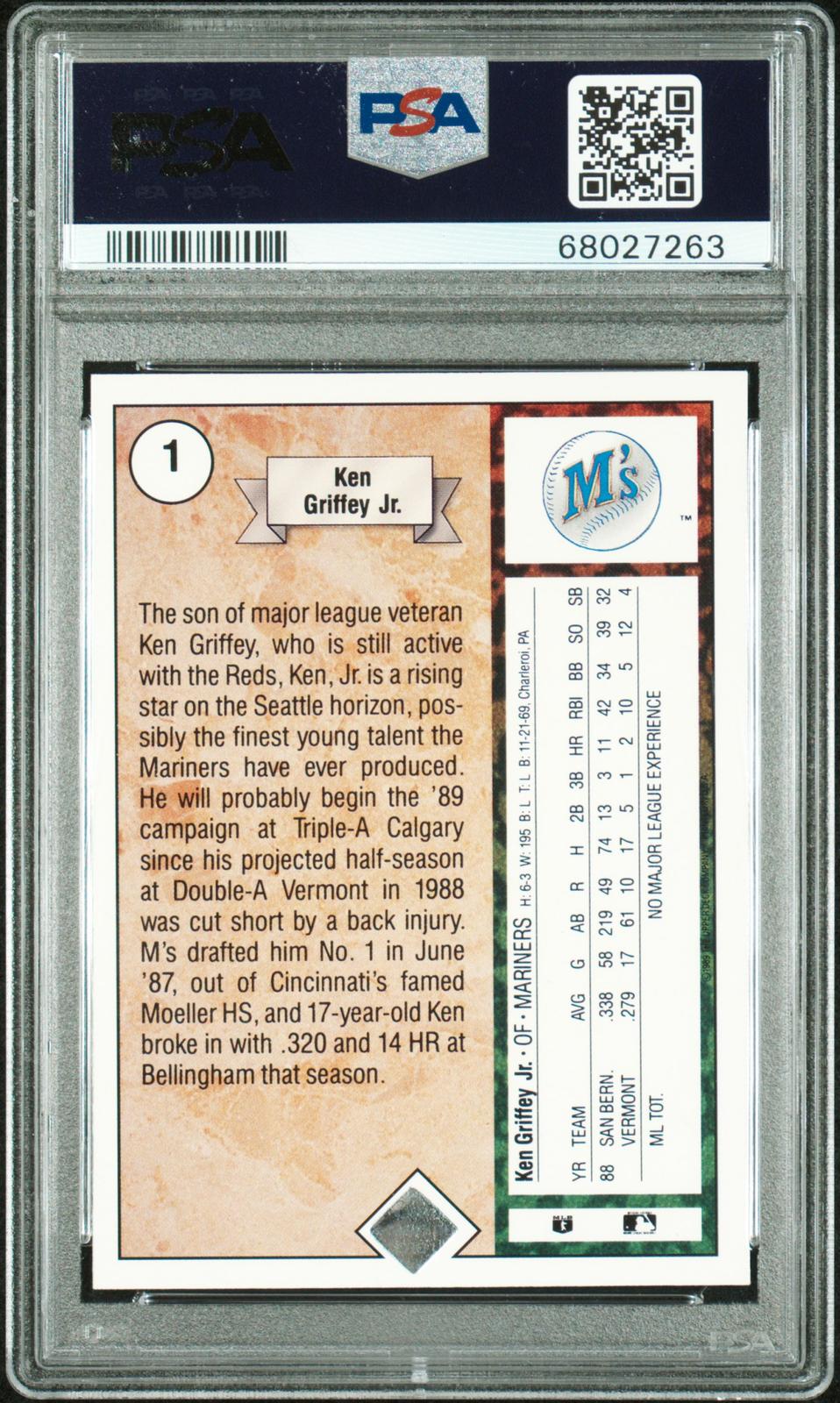 1989 Upper Deck Star Rookie Ken Griffey Jr. 8 PSA #1